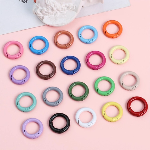 Alloy Round Spring Gate Rings Spray Painted Candy Colors DIY Keychain Bag Accessories Connector Hooks Jewelry Findings