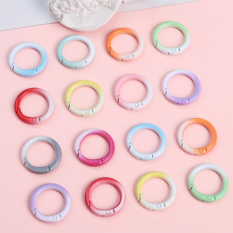 Gradient Color Alloy Round Spring Buckles 25mm Open Snap Hooks For DIY Keychain Bag Jewelry Making Accessories