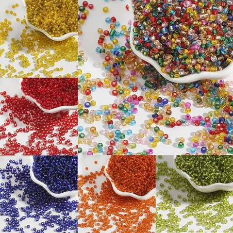 Cuentas de Vidrio Redondas Interior Plateado Mostacillas Espaciadoras para DIY Creación de Joyas Artesanía Pulsera Collar Materiales