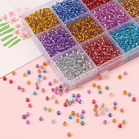 DIY Glasperlen Versilberter Gefärbter Kern Bunte Runde Lose Perlen Für Schmuckherstellung Armband Halskette Bastelbedarf