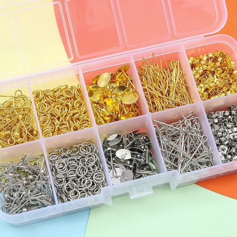 DIY Oorbellen Sieraden Maken Set 10 Vakken Gedoosde Oorhaken Buigringen Oogspelden Oorstoppers Goud Zilver Verguld Set