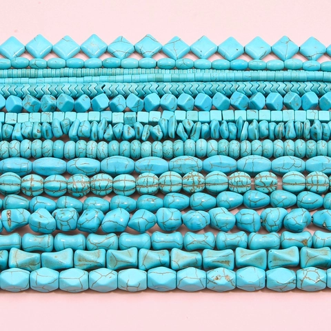 Perles en Vrac Turquoise Synthétique Multi Formes Croix Coeur Étoile Éléphant Tortue Crâne Pour Création de Bijoux DIY
