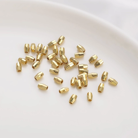 14K Gold Filled Copper Faceted Cylinder Spacer Beads For DIY Bracelet Necklace Handmade Jewelry Making Accessories