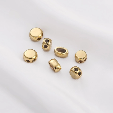 14K Gold Plated Copper Stopper Beads Double Hole Silicone Positioning Spacer Beads For DIY Jewelry Making Bracelet Necklace