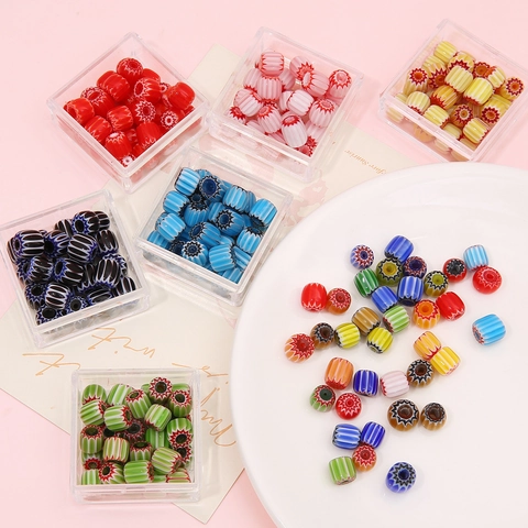 Millefiori Glass Beads Nepal Style Pumpkin Barrel Shape Loose Beads For DIY Jewelry Making Bracelet Necklace Handmade Craft