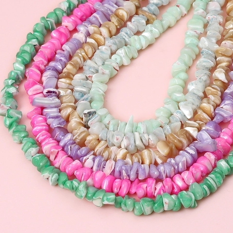 Natural Irregular Trochus Shell Beads Dyed Iridescent Shell Chips For DIY Jewelry Making Handmade Bracelet Necklace Findings 38cm Strand