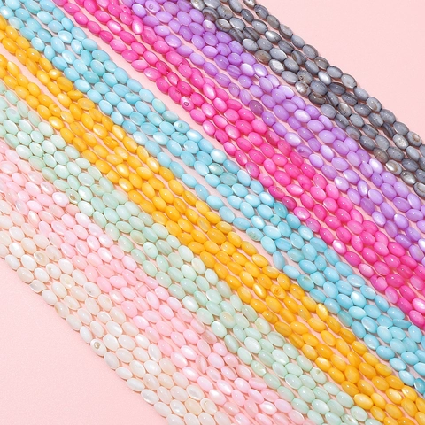 Natürliche Muschel Ovale Reisperlen Mehrfarbig Irisierende Perlmutt Lose Perlen Für Schmuckherstellung DIY Ohrring Halskette Armband Zubehör