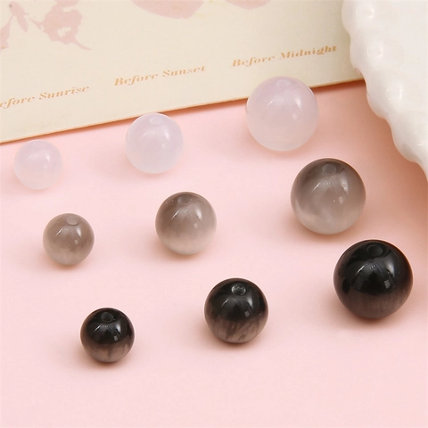 Cuentas Redondas de Resina Imitación Ojo de Gato Accesorios para Hacer Joyas DIY para Pulsera Collar Materiales