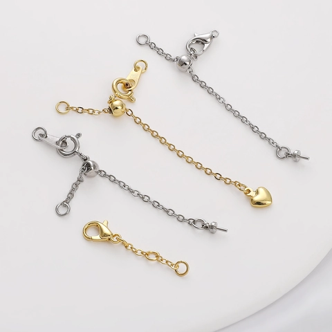 Verstelbare Koperen Verlengketting Met Schuifkraal Hart Hanger Goud Zilver Verguld Sieradenaccessoire Voor Ketting Armband DIY Maken