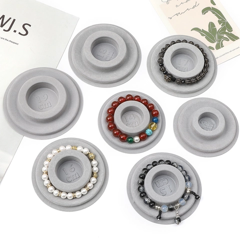 Flocked Bracelet Design Board DIY Jewelry Making Measurement Tool Gray Circular Beading Tray For Necklace Bracelet Sizer