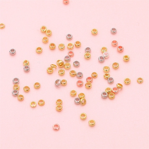 DIY Copper Crimp Beads Gold Silver Plated Tubular Positioning Beads For Necklace Bracelet Jewelry Making Handmade Accessories
