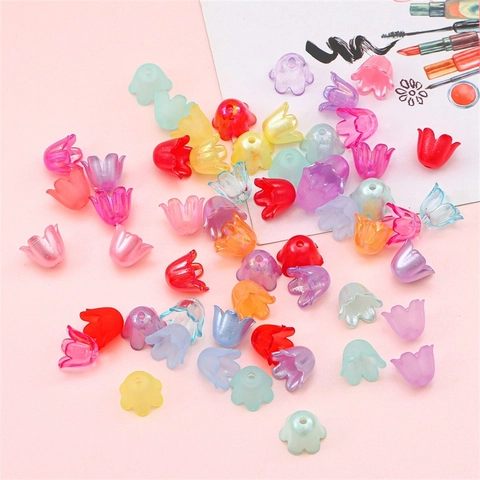 Acrylic Lily Of The Valley Flower Charms DIY Jewelry Making Accessories For Necklace Bracelet Earrings Frosted Transparent Faux Artificial Pearl Colorful Floral Findings