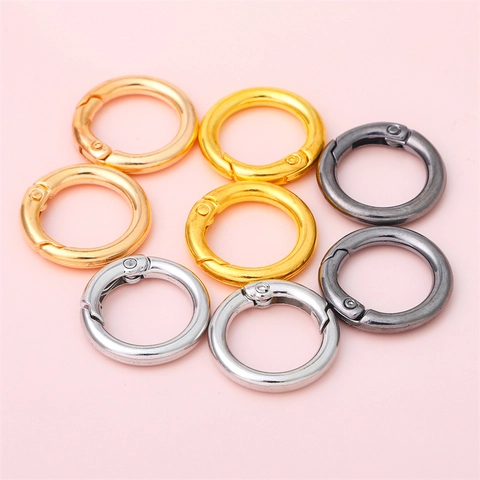 Round Alloy Spring Snap Rings Keychain Buckles For Bags DIY Jewelry Making Accessories Gold Silver Metal Open O-Rings Clasps