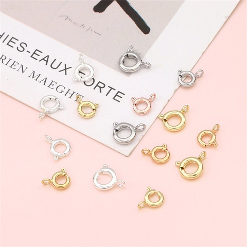 Cierres de Anillo de Resorte de Cobre Bañado en Oro 14K 18K para Creación de Joyas DIY Conectores de Collar Pulsera Accesorios