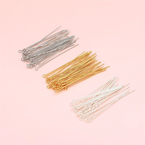 Copper Eye Pins For Jewelry Making Gold Silver Plated Metal Findings For DIY Earring Necklace Bracelet Connection Crafts