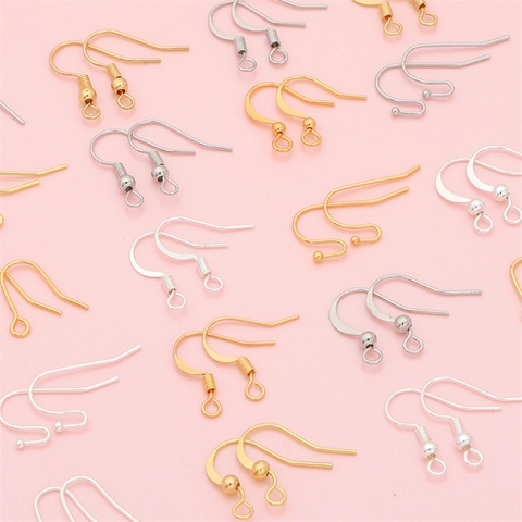 Ganchos para Pendientes Franceses de Cobre Galvanizado Oro 14K 18K Plata para Accesorios de Fabricación de Joyas DIY