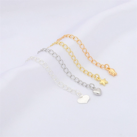 Cobre Bañado en Oro 14K 18K Ajustable Collar Pulsera Cadena de Extensión Corazón Estrella Tulipán Cadena de Cola para Joyería