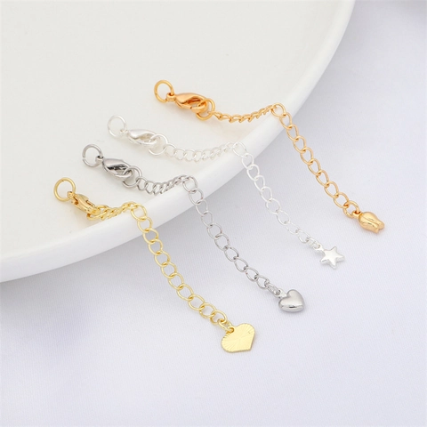 Electroplated Copper Alloy Extender Chain With Lobster Clasp Heart Star Rose Pendant DIY Jewelry Findings Component For Necklace Bracelet Craft Making