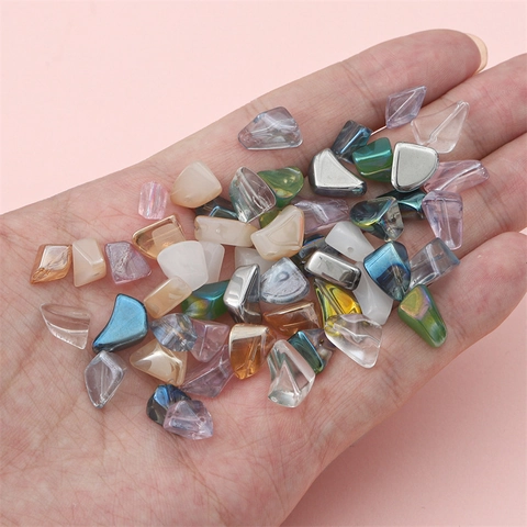 Irregular Geometric Glass Beads For Jewelry Making DIY Handmade Drilled Gravel Beads Craft Bracelet Necklace Accessories