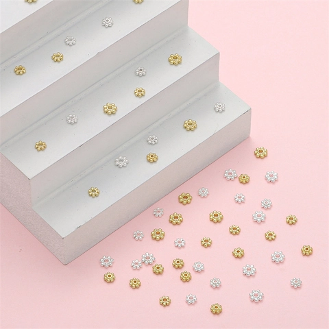 Perles d'Espacement Flocon de Neige en Alliage Rempli d'Or 14K pour Accessoires de Création de Bijoux DIY Bracelet Collier