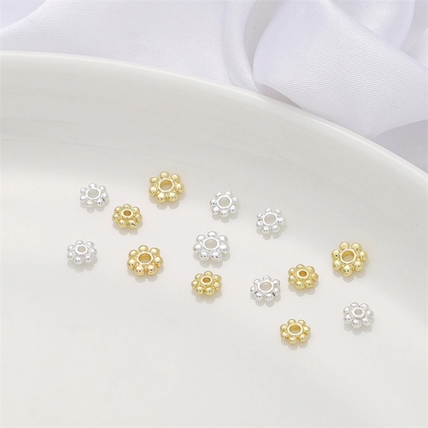 14K Goldgefüllte Kupfer Schneeflocke Abstandshalter Perlen Versilbert Blume Perlenkappen Für DIY Schmuckherstellung