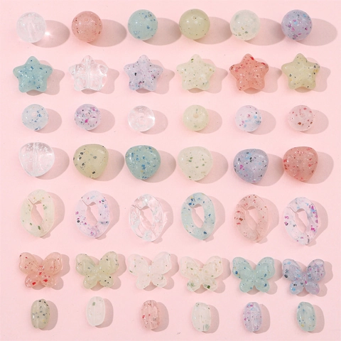 Perline Sciolte in Acrilico a Colori Misti per la Creazione di Gioielli Fai-da-te Motivo a Fiori di Ciliegio Stella Farfalla Tonalità Macaron