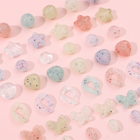 Perline Sciolte in Acrilico a Colori Misti per la Creazione di Gioielli Fai-da-te Motivo a Fiori di Ciliegio Stella Farfalla Tonalità Macaron