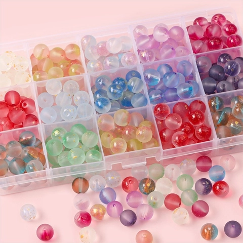 Cuentas de Vidrio Esmerilado para Hacer Joyas Degradado de Color Redondas Sueltas Con Pan de Oro para Pulseras de Bricolaje Collares Accesorios de Joyería Hechos a Mano