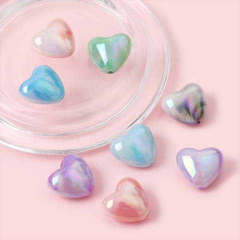 Aurora Acryl Herzperlen Farbverlauf Irisierende Charms Für DIY Schmuckherstellung Handgefertigte Ohrring Halskette Armband Zubehör