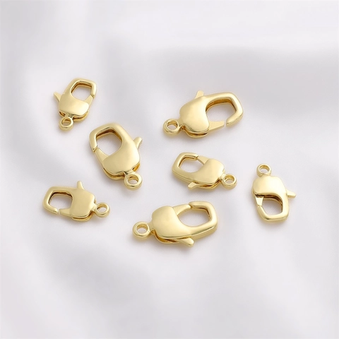 14K Gold Plated Copper Lobster Clasps DIY Jewelry Making Findings For Bracelet Necklace Special Shape Claw Buckle Accessory
