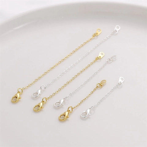 Electroplated 14K Gold Plated Silver Plated Metal Extender Chain With Lobster Clasp DIY Jewelry Making Finding Supplies