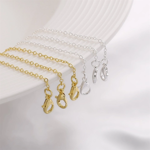 Electroplated 14K Gold Plated Silver Plated Metal Extender Chain With Lobster Clasp DIY Jewelry Making Finding Supplies
