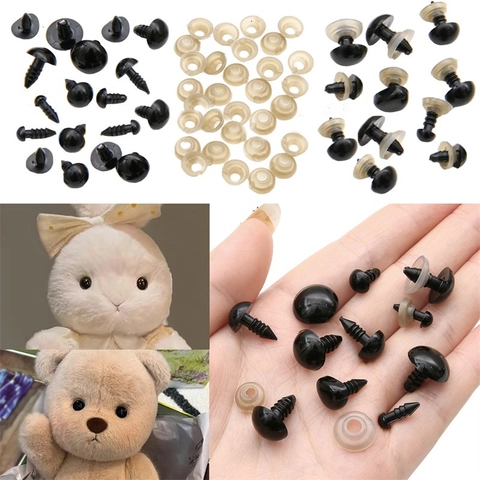 Black Plastic Safety Eyes For Doll Making DIY Animal Toy Eyes With Washers For Crochet Plush Bear Stuffed Animal Craft Accessories