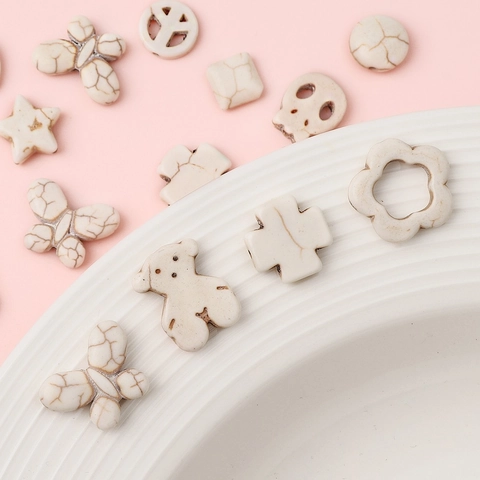 Synthetic White Turquoise Loose Beads Multi Shape DIY Jewelry Making Accessories For Handmade Bracelet Necklace Crafting