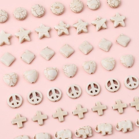 Synthetic White Turquoise Loose Beads Multi Shape DIY Jewelry Making Accessories For Handmade Bracelet Necklace Crafting