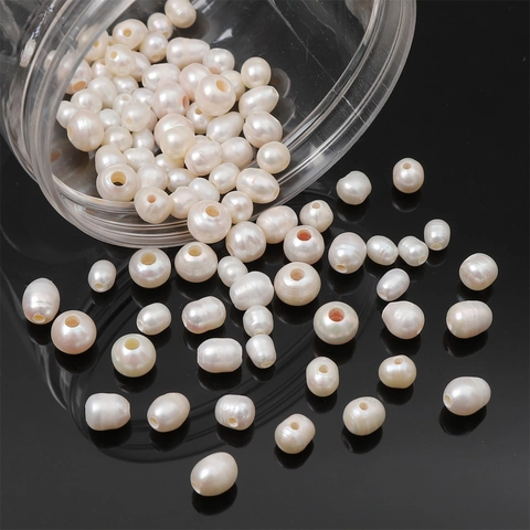 Natural Freshwater Pearl Loose Beads Rice Round Shape Drilled Pearls For DIY Bracelet Necklace Earring Jewelry Making