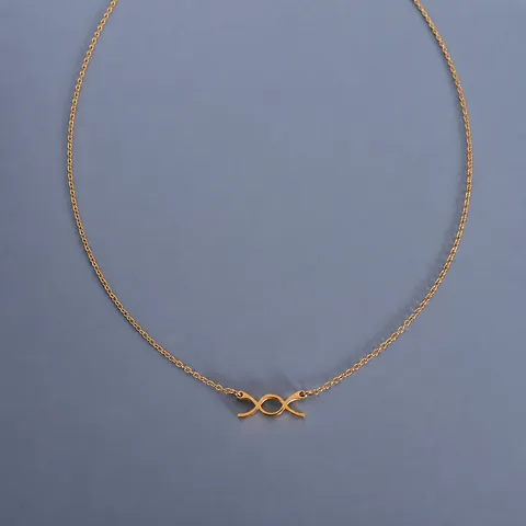 Französischer Stil Ewige XO Schleife Anhänger Halskette Für Damen Titanstahl 18K Vergoldet Minimalistische Schlüsselbeinkette