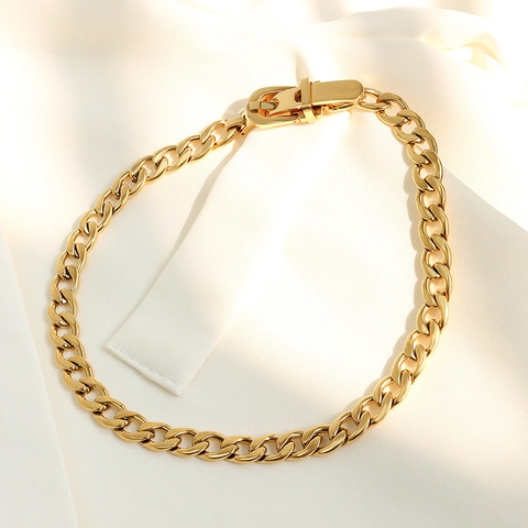 Belt Buckle Titanium Steel Choker Necklace Exaggerated 18K Gold Plated NK Chain For Women Punk Vintage Style