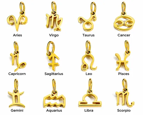 Stainless Steel 12 Zodiac Constellation Sign Pendants Gold Silver Plated Charms For DIY Necklace Jewelry Making Accessories