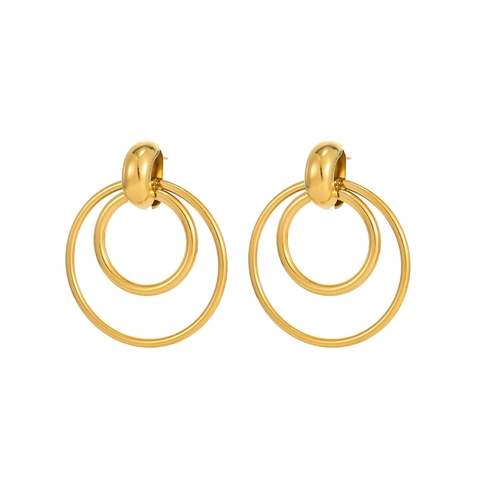 Orecchini a Cerchio Geometrici Multistrato in Acciaio Inossidabile Vintage per Donna Orecchini di Lusso Leggeri Placcati Oro Argento Gioielli