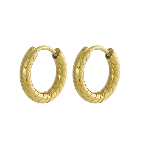 Vintage Stainless Steel PVD Gold Plated Hoop Earrings For Women Minimalist Hammered Twisted Textured Geometric Jewelry