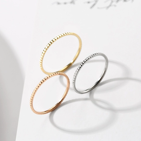Minimalist Stainless Steel Ribbed Ring PVD Gold Plated Geometric Textured Finger Ring For Men Women Fashion Jewelry