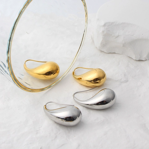 Orecchini a Goccia in Acciaio Inossidabile per Donna Placcati Oro 18K Cavo Goccia d'Acqua Zirconia Perla Artificiale Gioielli