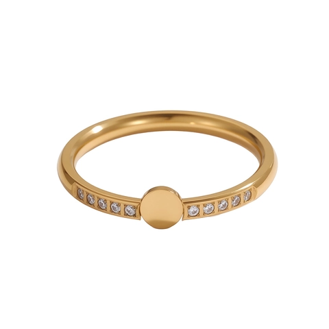 Minimalistischer Edelstahl Zirkonia Runder Scheibenring PVD-Beschichtet Mikro-Zirkonia Schmuck Für Damen Zeigefinger Ring