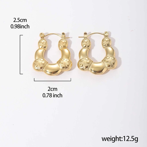 Orecchini a Cerchio Creole a Forma di U in Acciaio Inossidabile Vintage da Donna Placcati Oro Argento Design a Blocchi Geometrici