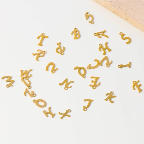 Stainless Steel 26 English Letters Pendant DIY Jewelry Accessories Gold Electroplated Alphabet Initial Charms For Necklace
