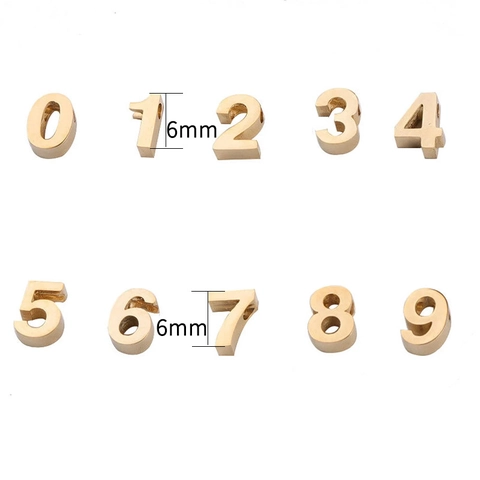 Polished Stainless Steel 0-9 Number Beads For DIY Jewelry Making Mirror Arabic Numeral Pendants Gold Silver Accessories