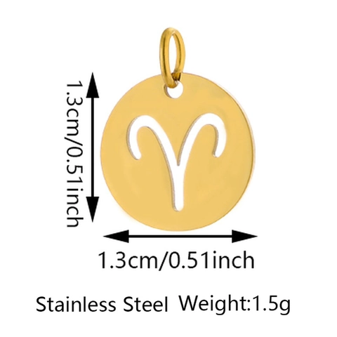 Stainless Steel Hollow 12 Zodiac Sign Round Pendant For DIY Jewelry Making Gold Rose Gold Silver Constellation Charms Accessory