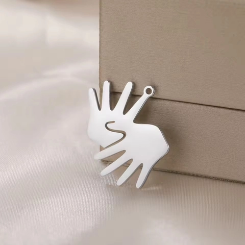 Stainless Steel Hand Gesture Palm Pendant Minimalist DIY Jewelry Making Charms For Necklace Earrings Hand Holding Pattern