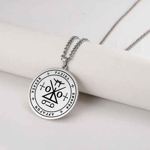 Aartsengel Raziel Zegel Hanger Halsketting 304 Roestvrij Staal Geheime Amulet Sieraden Voor Mannen Vrouwen Occult Religieus Talisman Goud Zilver Zwart